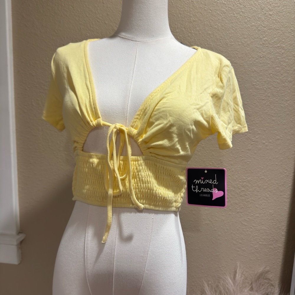 Yellow Tie-Front Top